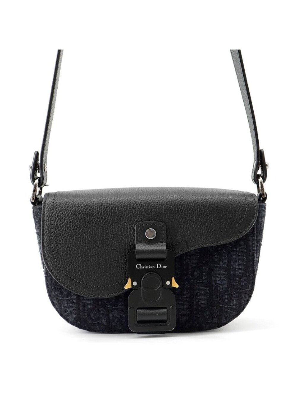 Dior Shoulder Bag Oblique Saddle Mini Canvas Black